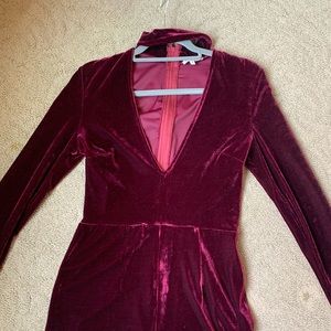 Velvet open chest choker romper